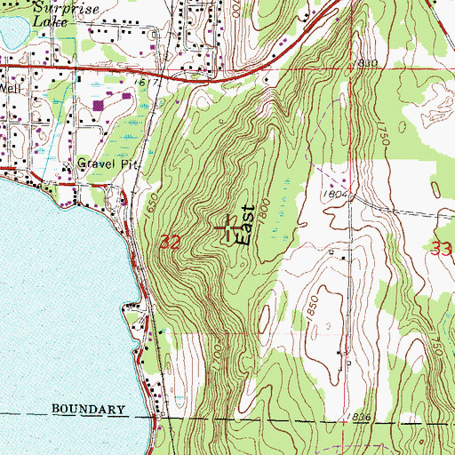 Topographic Map of East Hill, WI