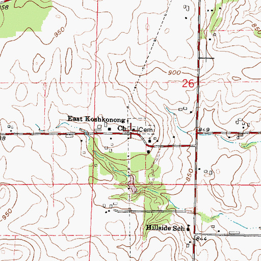 Topographic Map of East Koshkonkong Church, WI