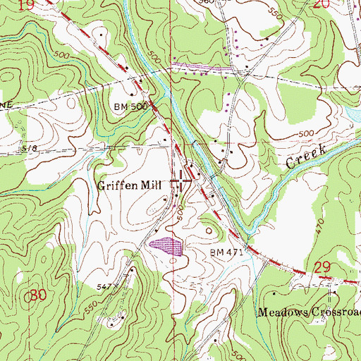 Topographic Map of Griffen Mill, AL