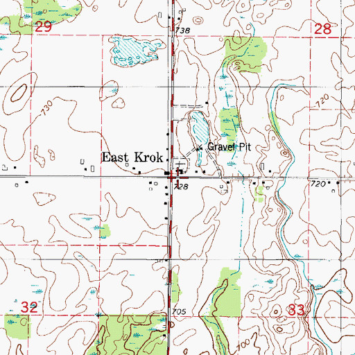 Topographic Map of East Krok, WI