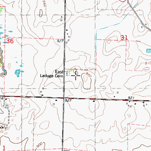 Topographic Map of East Ladoga Cemetery, WI