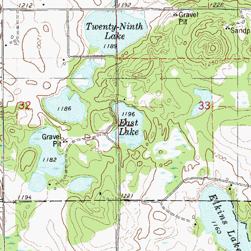 Topographic Map of East Lake, WI