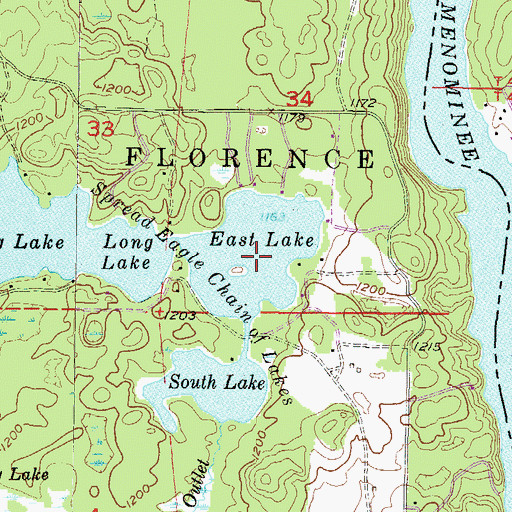 Topographic Map of East Lake, WI