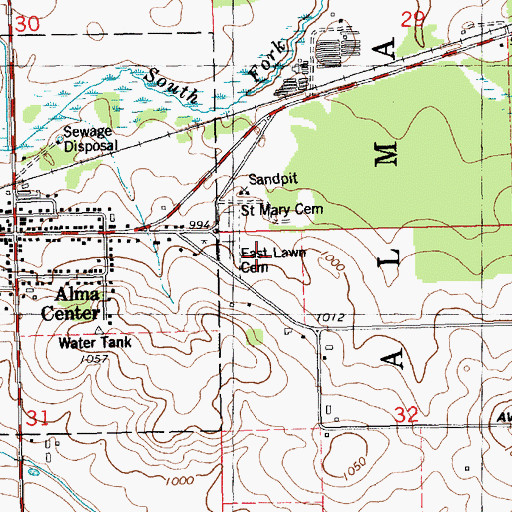 Topographic Map of East Lawn Cemetery, WI