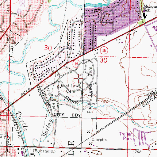 Topographic Map of East Lawn Cemetery, WI