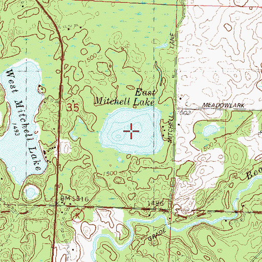 Topographic Map of East Mitchell Lake, WI