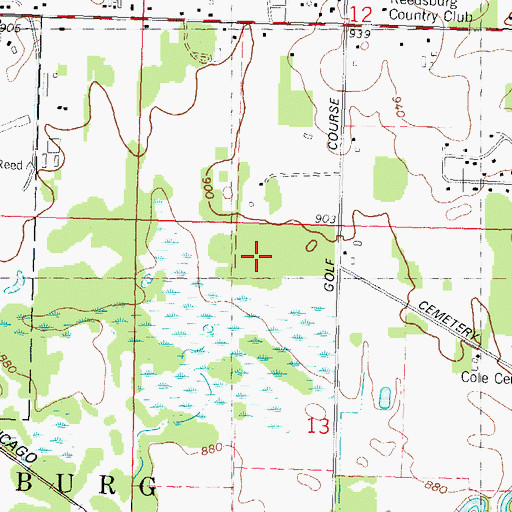 Topographic Map of East Narrows Prairie Cemetery, WI