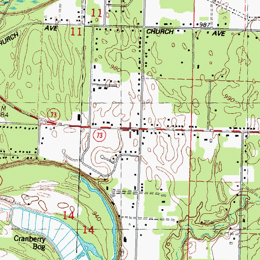 Topographic Map of East Nekoosa Church, WI