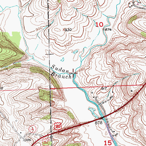 Topographic Map of Sudan Branch, WI