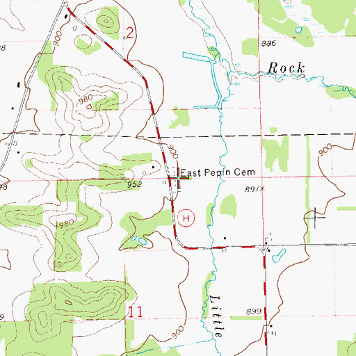 Topographic Map of East Pepin Cemetery, WI