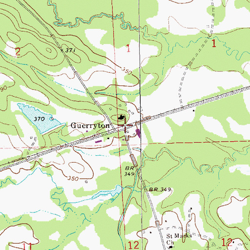 Topographic Map of Guerryton, AL