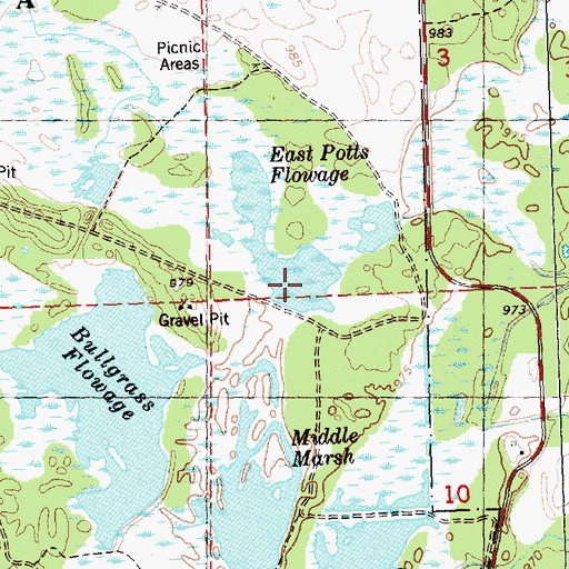 Topographic Map of East Potts Flowage, WI