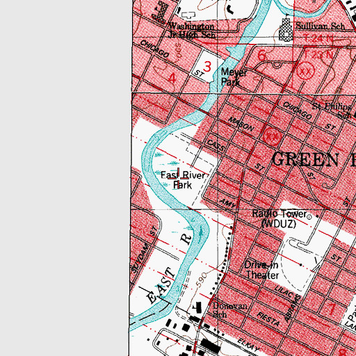 Topographic Map of East River Park, WI
