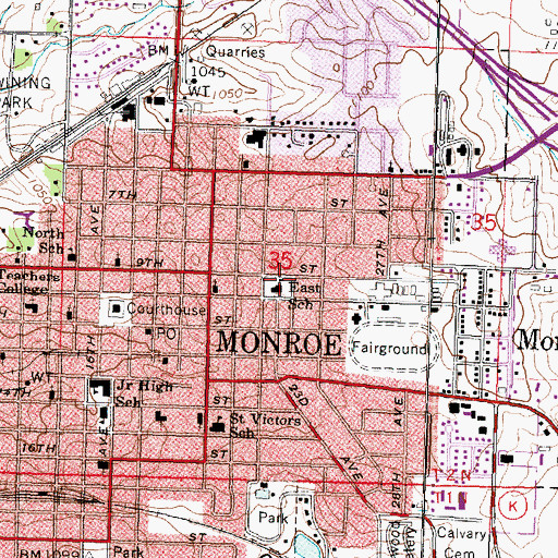 Topographic Map of East School, WI