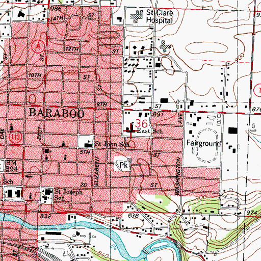 Topographic Map of East Elementary School, WI
