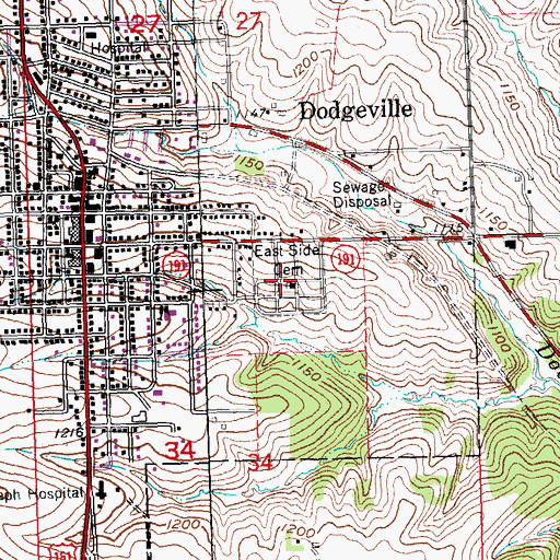 Topographic Map of East Side Cemetery, WI