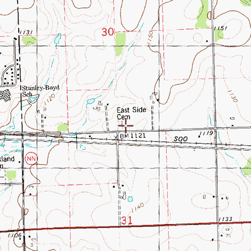 Topographic Map of East Side Cemetery, WI