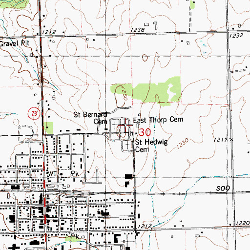 Topographic Map of East Thorp Cemetery, WI