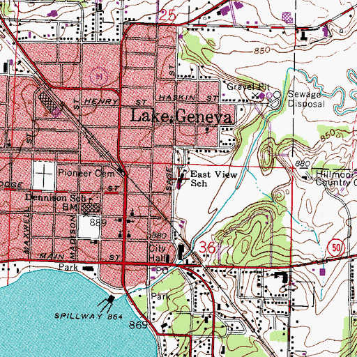 Topographic Map of Eastview Elementary School, WI