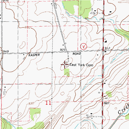 Topographic Map of East York Cemetery, WI