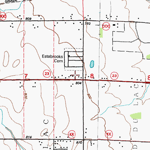 Topographic Map of Estabrooks Cemetery, WI