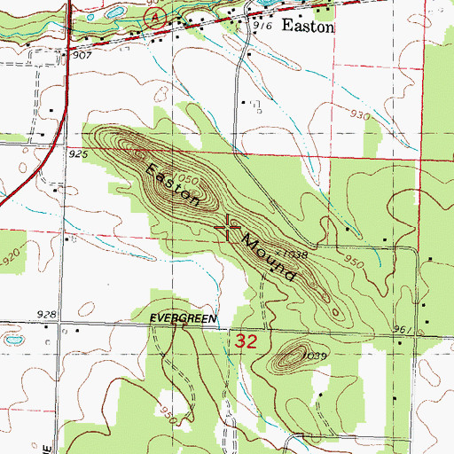 Topographic Map of Easton Mound, WI