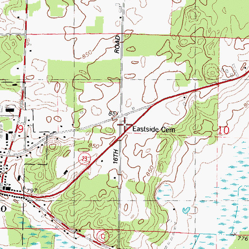 Topographic Map of Eastside Cemetery, WI