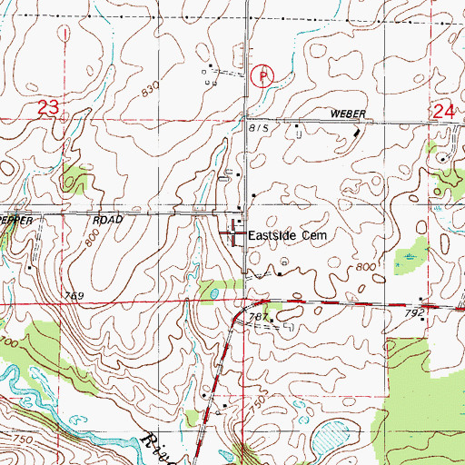 Topographic Map of Eastside Cemetery, WI