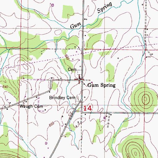 Topographic Map of Gum Spring, AL