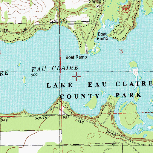 Topographic Map of Lake Eau Claire, WI
