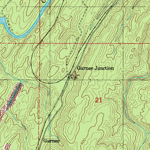 Topographic Map of Gurnee Junction, AL