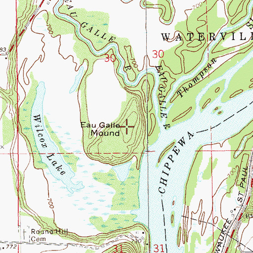 Topographic Map of Eau Galle Mound, WI
