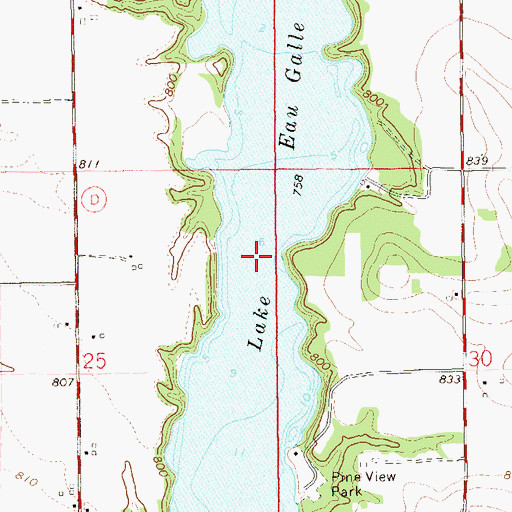 Topographic Map of Lake Eau Galle, WI