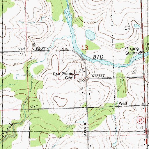 Topographic Map of Eau Pleine Cemetery, WI