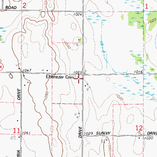 Topographic Map of Ebenezer Cemetery, WI