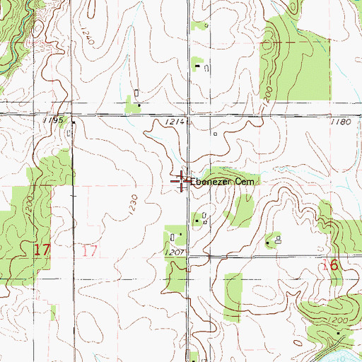 Topographic Map of Ebenezer Cemetery, WI