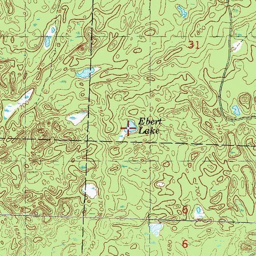 Topographic Map of Ebert Lake, WI