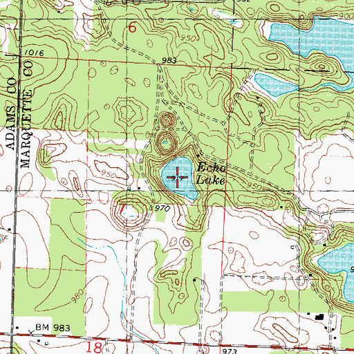 Topographic Map of Echo Lake, WI