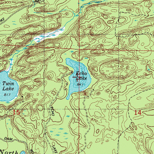 Topographic Map of Echo Lake, WI