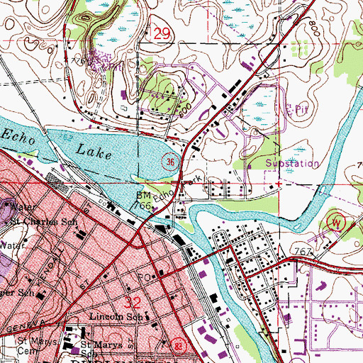 Topographic Map of Echo Veterans Memorial Park, WI