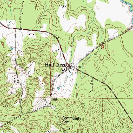 Topographic Map of Half Acre, AL