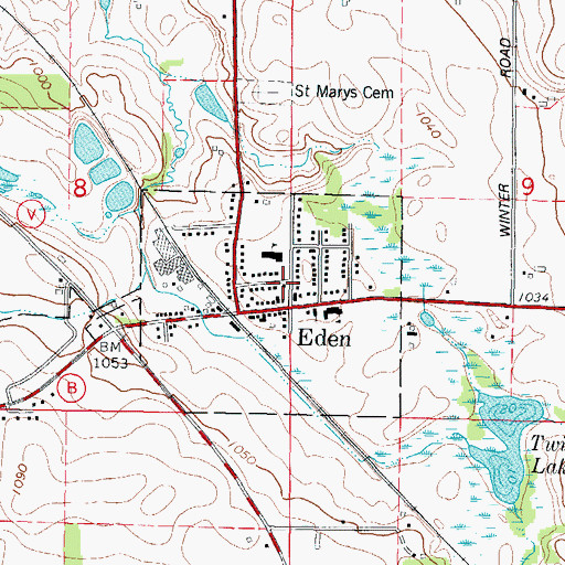 Topographic Map of Eden, WI