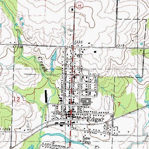 Topographic Map of Edgar, WI