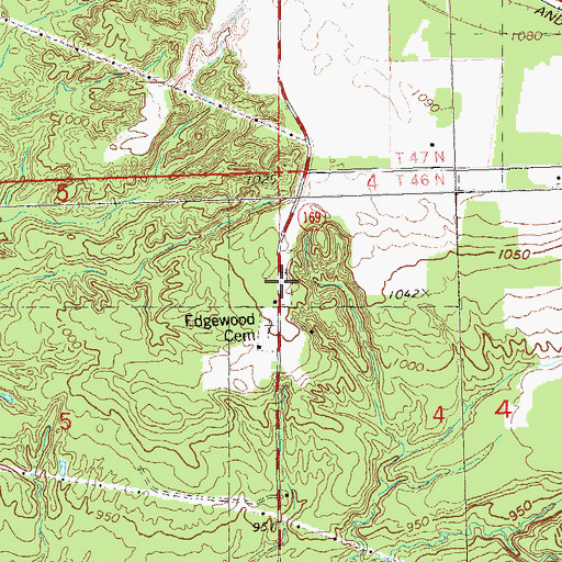 Topographic Map of Edgewood Cemetery, WI