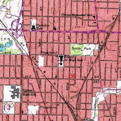 Topographic Map of Edison School, WI