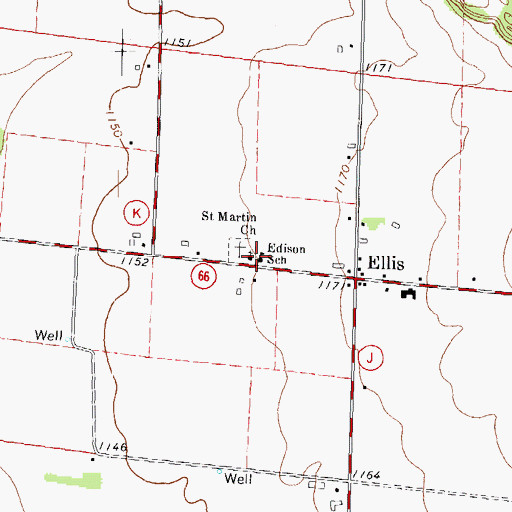 Topographic Map of Edison School, WI