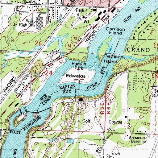 Topographic Map of Edwards Island, WI