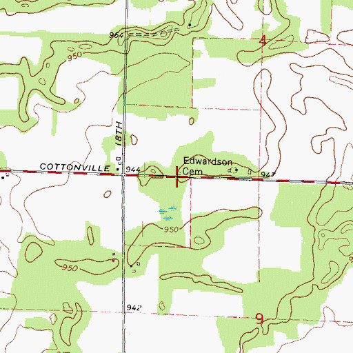 Topographic Map of Edwardson Cemetery, WI