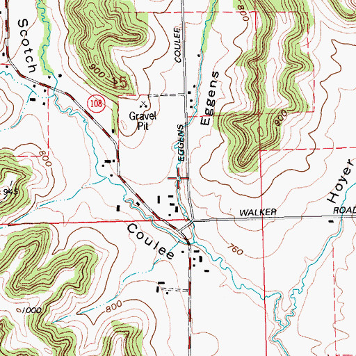 Topographic Map of Eggens Coulee, WI