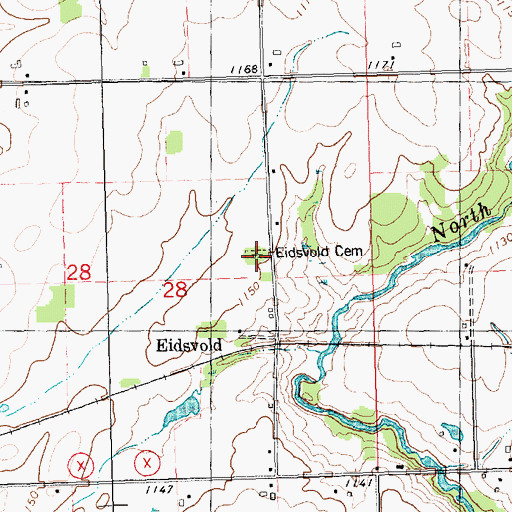 Topographic Map of Eidsvold Cemetery, WI